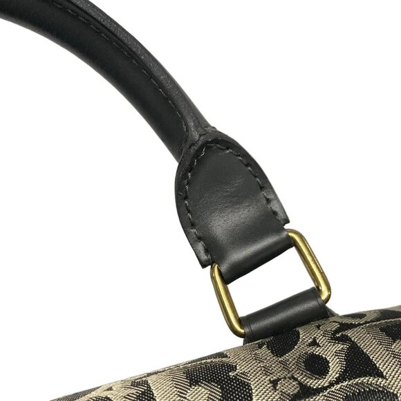 Auth DIOR/ChristianDior Trotteur Black Gray Dark Gray Jacquard Leather Handbag - Picture 9 of 16